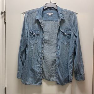Light jean button up shirt